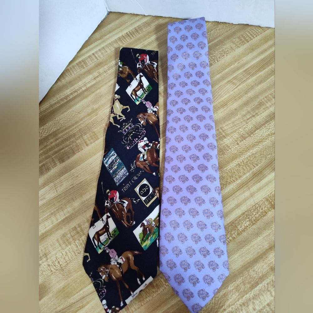 Silk Ties X 2 VTG  Horse Vineyard Vines Breeders Cup & ABC  Triple Crown 1996